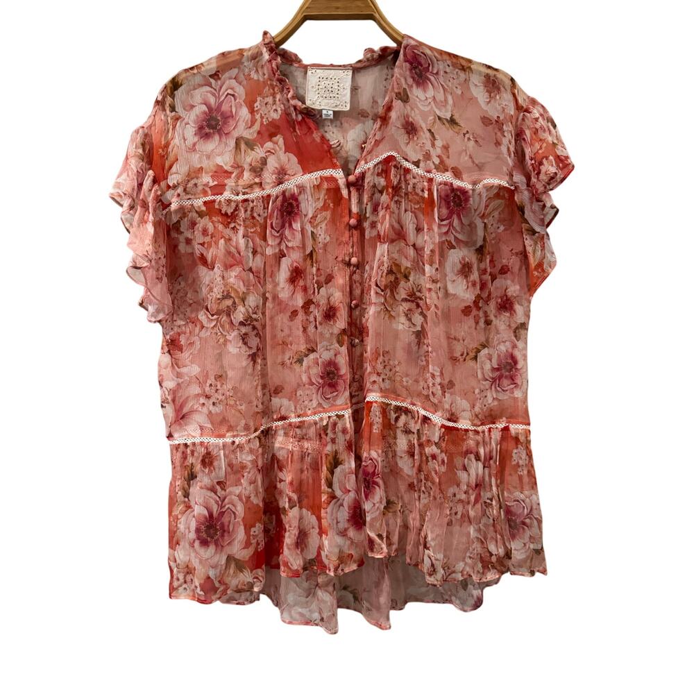 Johnny Was Jade YOURS TRULY SILK  Sheer Blouse
